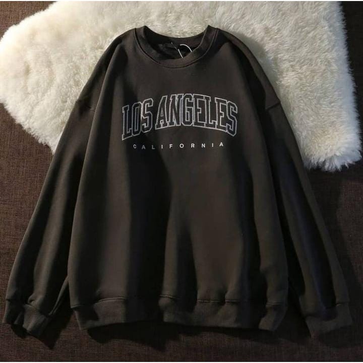 (COD) Sweater Pria Motif Los Angeles Sweater Fleece Big Size Sweater Crewneck Terlaris Size M - XXL