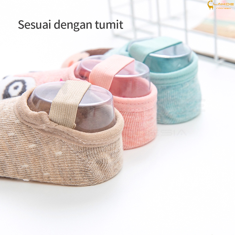 LAKOE kaos kaki anak bayi ankle dengan strap /Sepatu kaus kaki anak bayi bahan katun anti slip