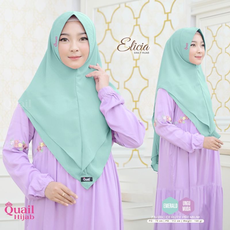 ELICIA ORIGINAL QUAIL HIJAB | KHIMAR QUAIL | KHIMAR EMERALD | KHIMAR 2 LAYER QUAIL