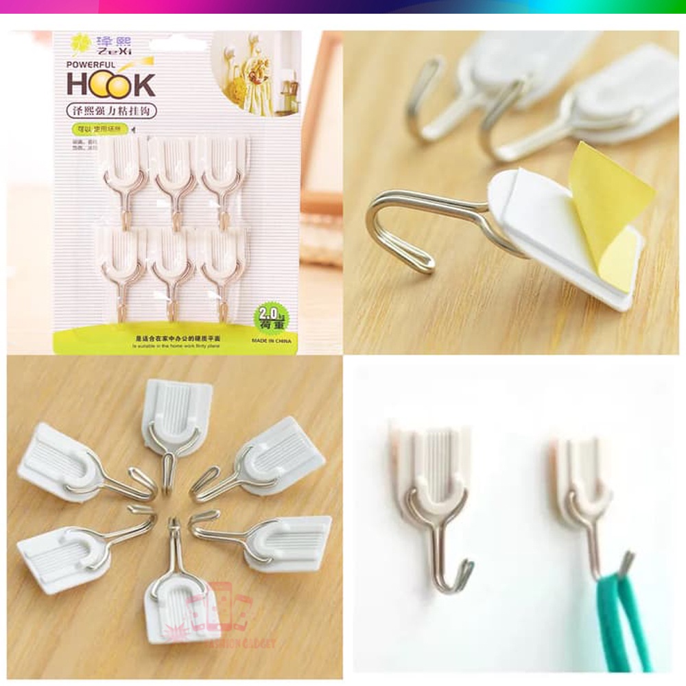 Gantungan Tempel Hook / Pengait / Tempat Gantungan Kunci  / Baju / Barang / Gantungan Serbaguna (1SET ISI 6 PCS)