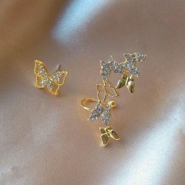 anting kupu kupu asimestris s925 asymmetric butterfly earrings (3d3) jan262