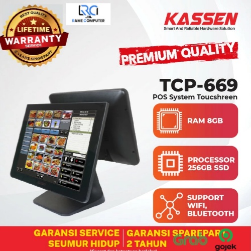 MESIN KASIR TOUCHSCREEN + DUAL DISPLAY 15&quot; 8GB KASSEN TCP-669 WINDOWS