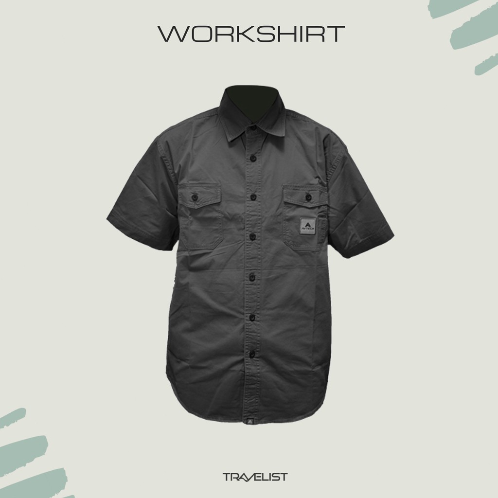 Avtech Workshirt / kemeja lapangan / baju gunung / kemeja avtech / lengan pendek / kemeja abu