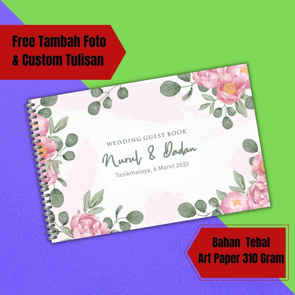 Buku Tamu Undangan Pernikahan Custom Aesthetic Rustic Bahan Tebal Murah