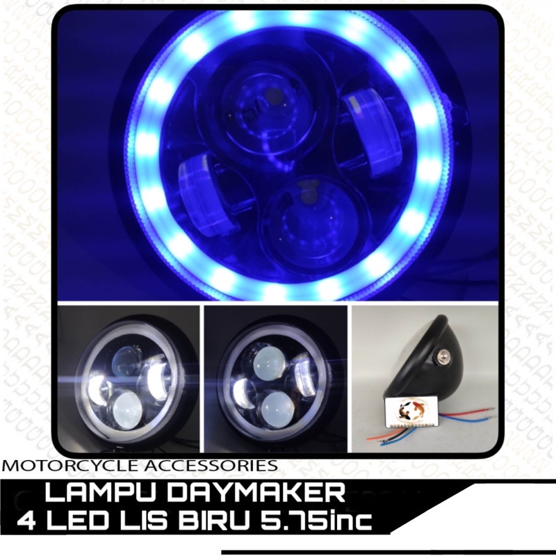 Lampu Depan Daymaker 5,75 inch Dymaker 4 LEd + Batok Motor Clasic Custom Cb, Vixion, Rxk