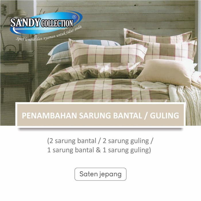 Penambahan Sarung Bantal / Sarung Guling Tipe Saten Jepang - 2 Sarung Bantal