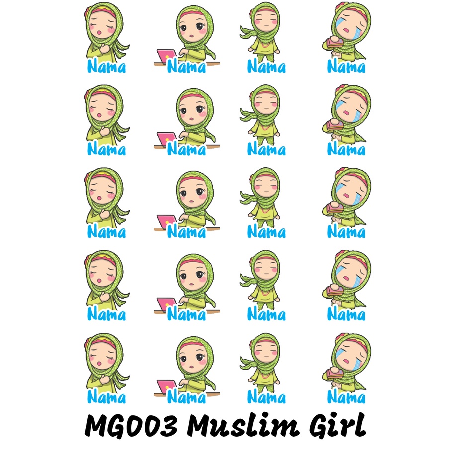

Sticker Nama Cutting Label Waterproof Tahan Air Muslim Girl 03 (MG003)