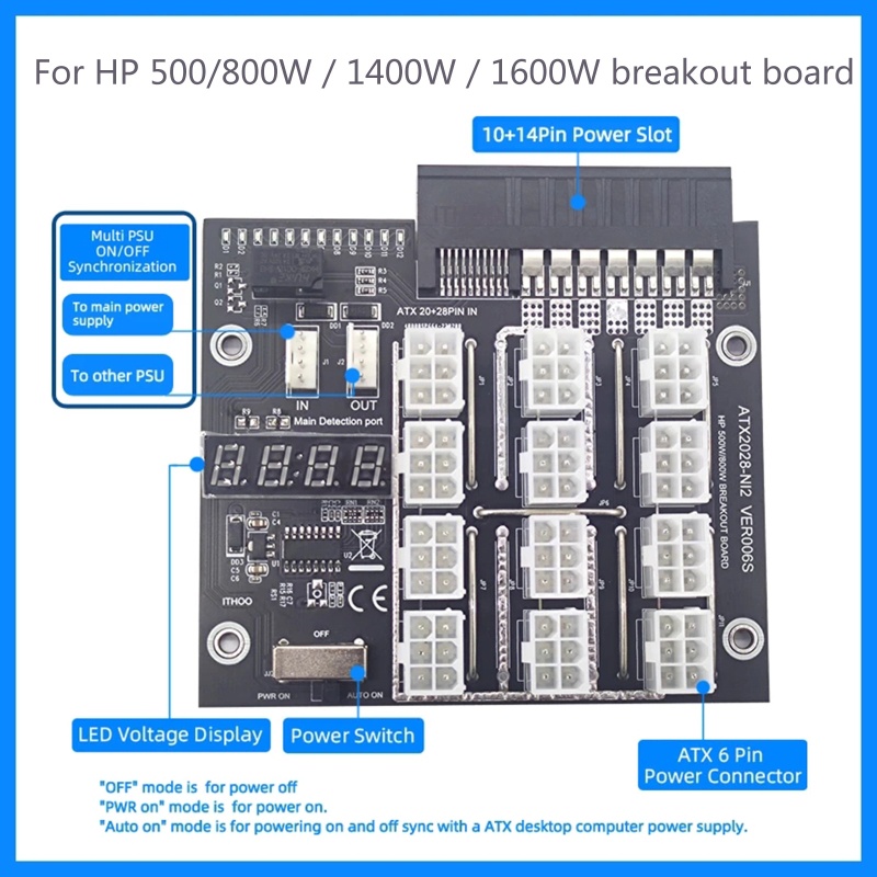 Btsg Papan Breakout Tambang 12port 6Pin Konektor LED Display Modul Daya 12V Untuk HP