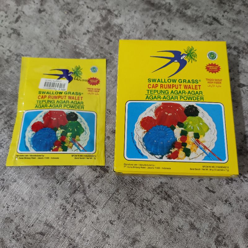 

BUBUK AGAR AGAR SWALLOW GRASS 7 GRAM SACHET TEPUNG AGAR AGAR