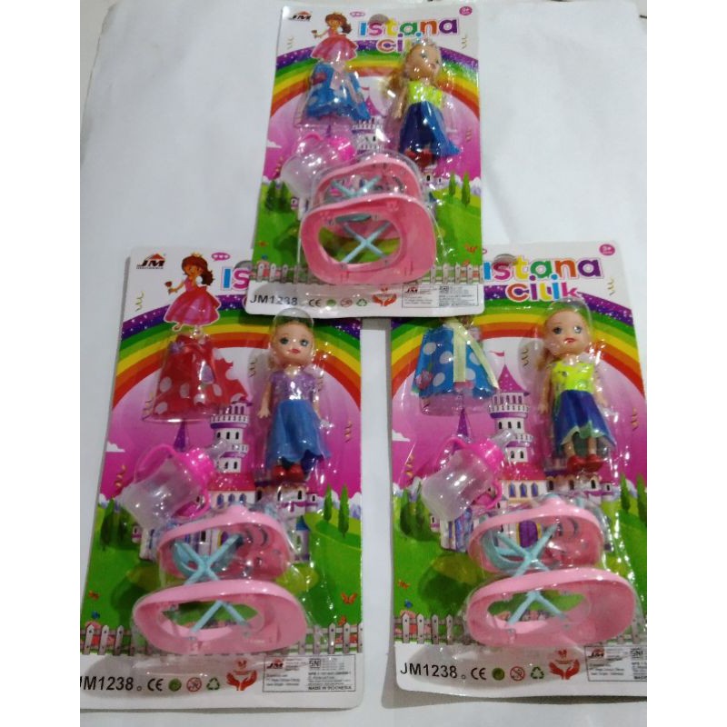 mainan anak boneka mini + baby walker mini