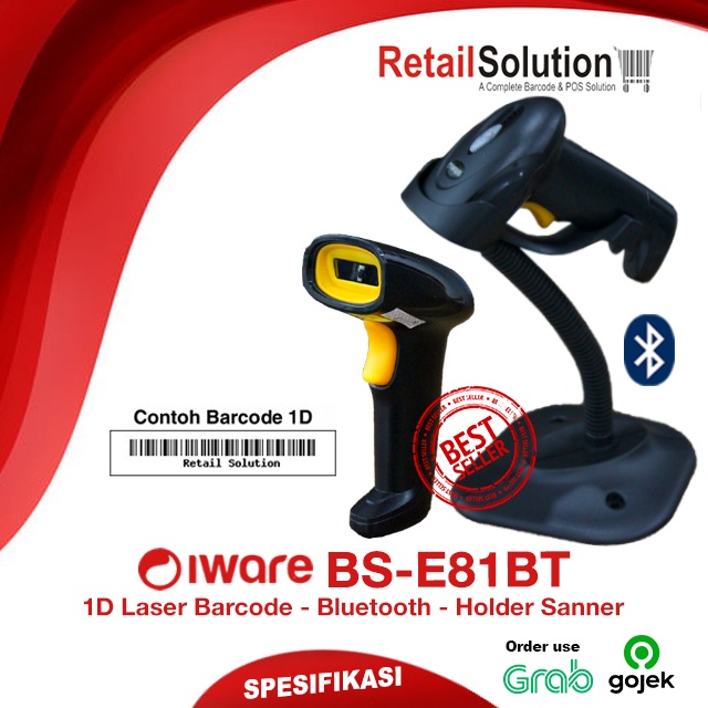 Barcode Scanner 1D Wireless Bluetooth - Iware BS-E81BT / BSE81BT