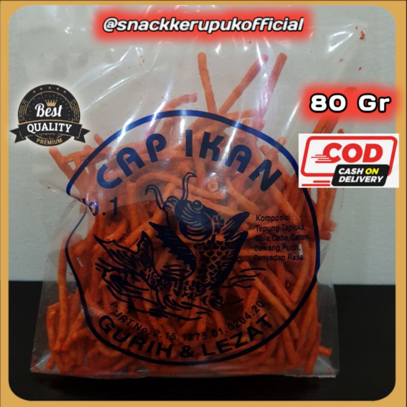 

Snack Kerupuk Mie Lidi Ori Cap Ikan Keripik Pedas Balado 80 Gr