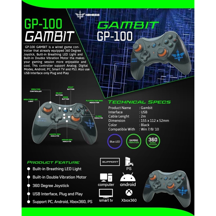 NYK GP-200 Gamepad Bluetooth / NYK Rouge Bluetooth Dual Mode Gaming Controller