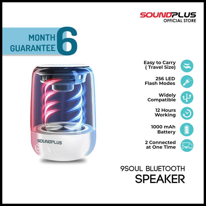 Soundplus 9Soul - Speaker Bluetooth Led 5W / Portable Speaker - Putih