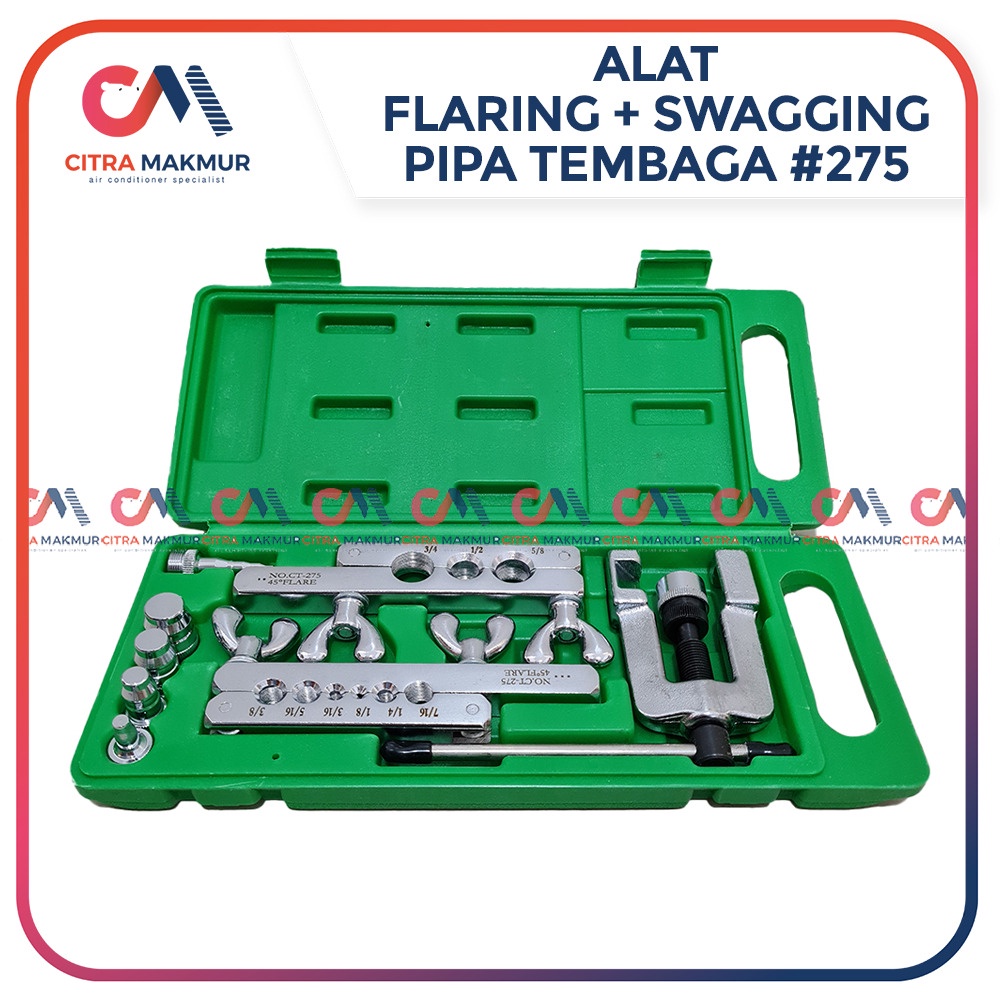 Flaring Pipa AC Tools Tembaga Set Swagging Tap Kulkas Alat Pasang AC Sambung Nepel Pemekar Instalasi 275 Box Hijau