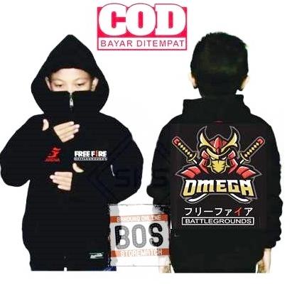 Jaket Ninja Freefire Anak Usia 8-12 Tahun Hoodie Masker Anak