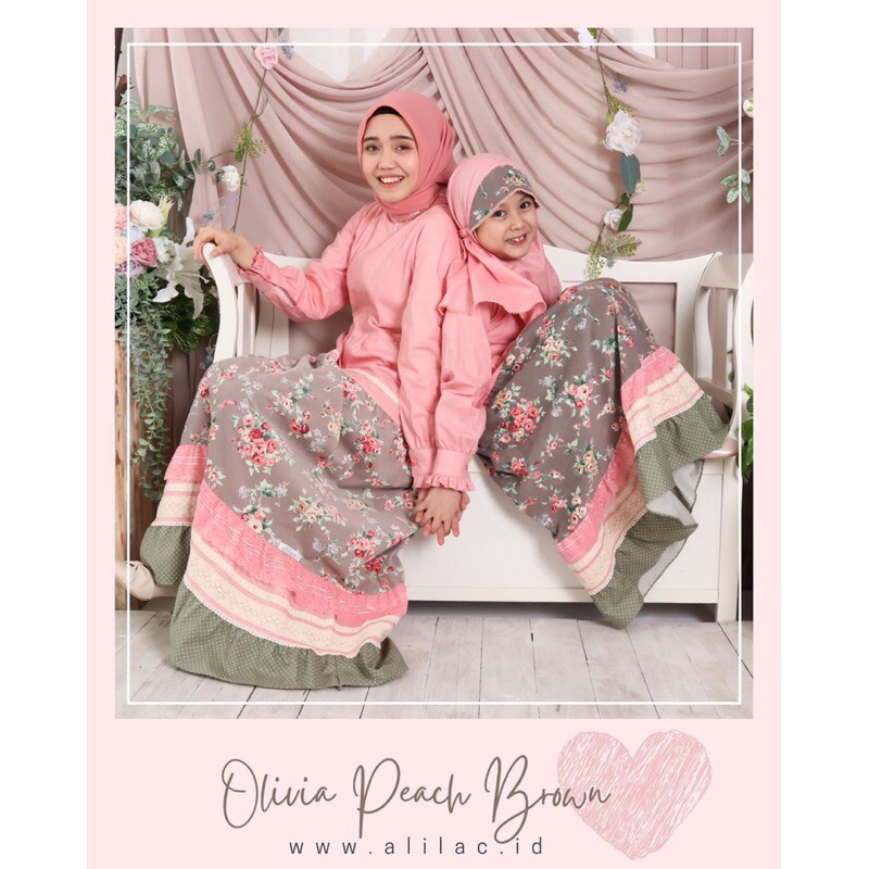 Olivia peach brown gamis Couple by alilac