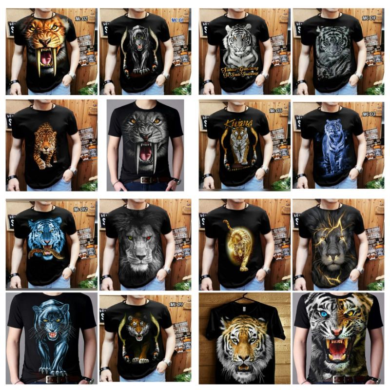 Kaos macan pria / kaos pria keren / Kaos Formal Pria / baju macan / kaos macan 3d / kaos macan siliw