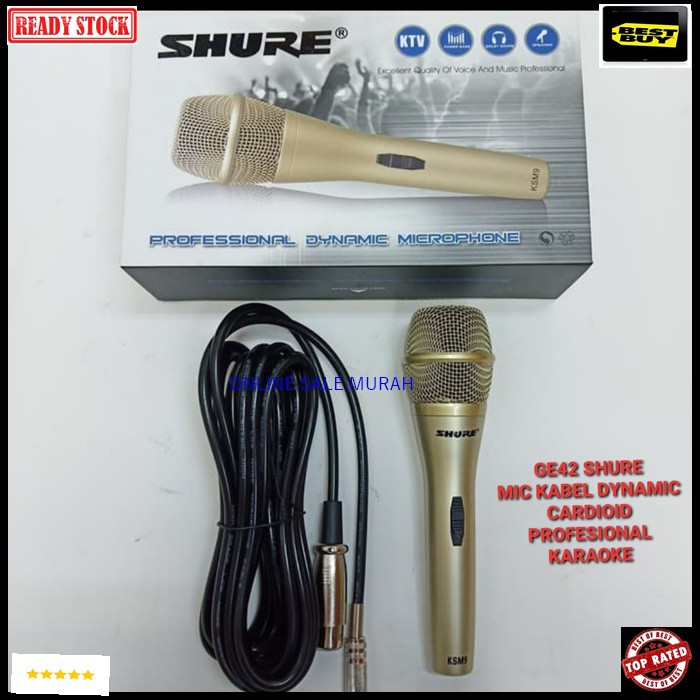 G42 Shure Mic kabel sound system Microphone dynamic cardioid profesional karaoke vocal vocal audio mik pengeras suara pro profesional vokal mikrophone G42   BISA DIGUNAKAN SEGALA JENIS AUDIO SOUND  LANGSUNG NYALA TANPA PAKAI BATERAI  Bahan dari besi metal