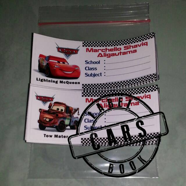 

Label Book Waterproof model CARS