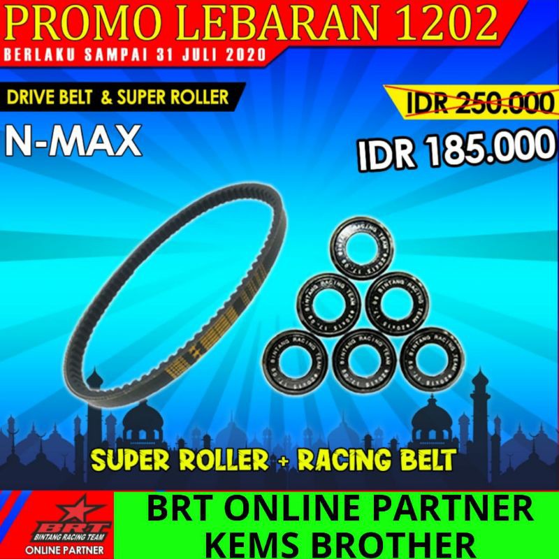 VBELT BRT SET DAN SUPER ROLLER YAMAHA NMAX AEROX LEXI ALL NEW NMAX ALL NEW AEROX BRT