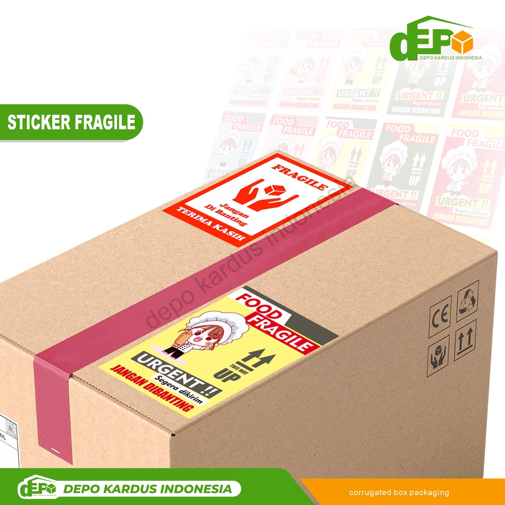 Sticker FRAGILE "Food Fragile" cuttingsticker/stickercustom-depo kardus