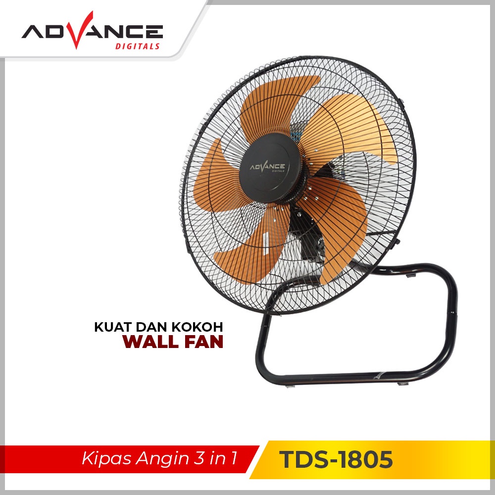 Advance Digitals Kipas Angin 3in1 Stand/Desk/Wall TDS-1805 Garansi Resmi Advance Digitals 1 Tahun Kipas Tornado Hitam