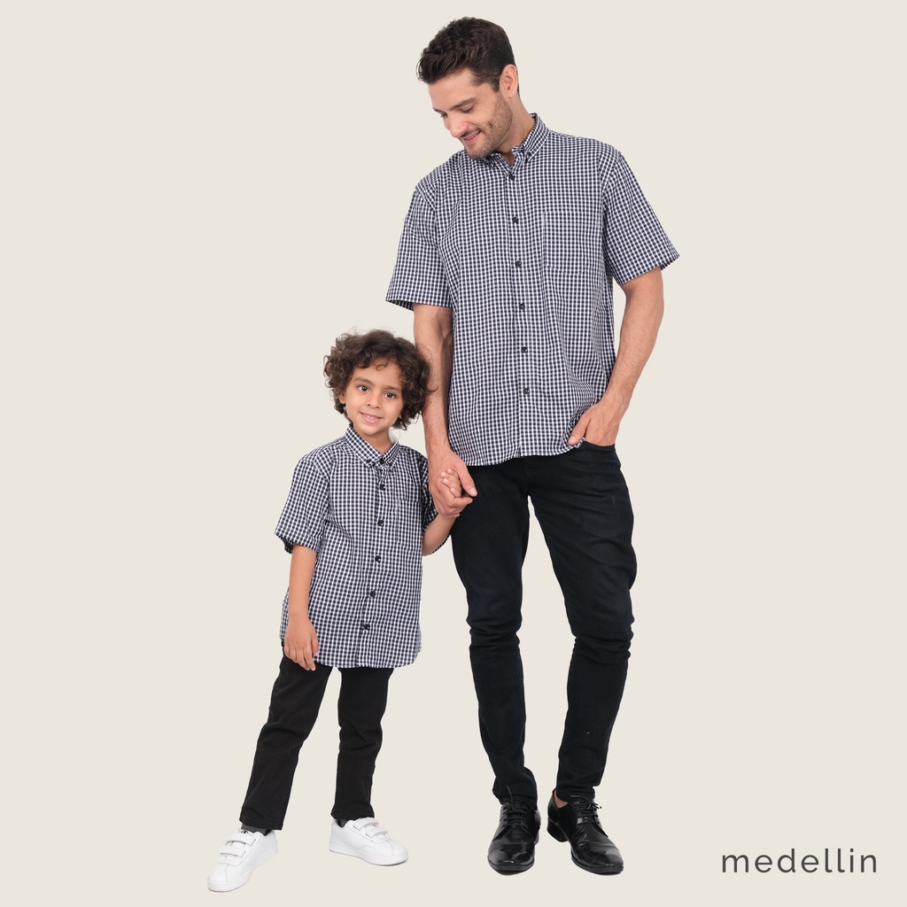 MEDELLIN Kemeja Couple Ayah dan Anak Lengan Pendek Kotak 10151 & 20151