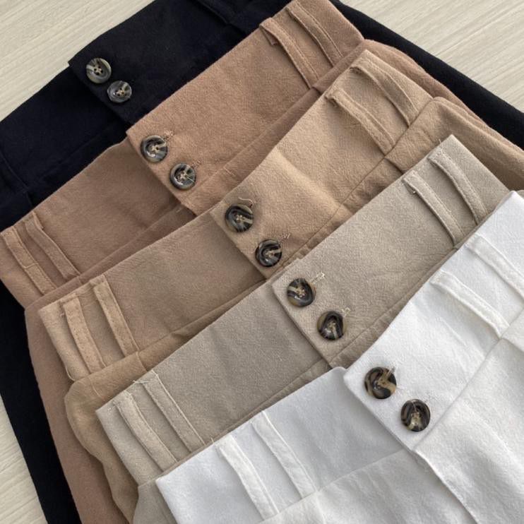 1KG MUAT 4PCS | CELANA LINEN HIGHWAIST ANGEL DOUBLE BUTTON KELLY KOREAN STYLE FASHION GROSIR MURAH WANITA TERBEST SELLER