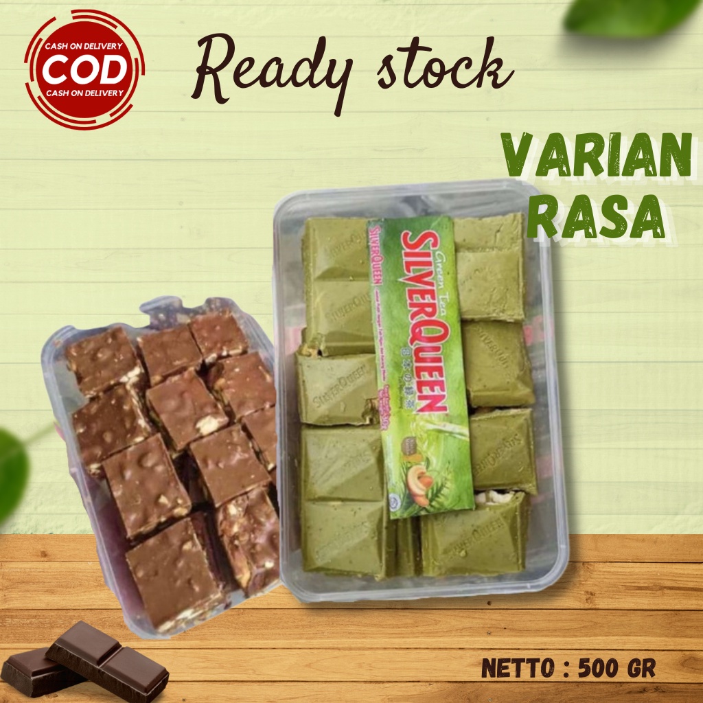 

patahan coklat silverqueen greentea 500 gram