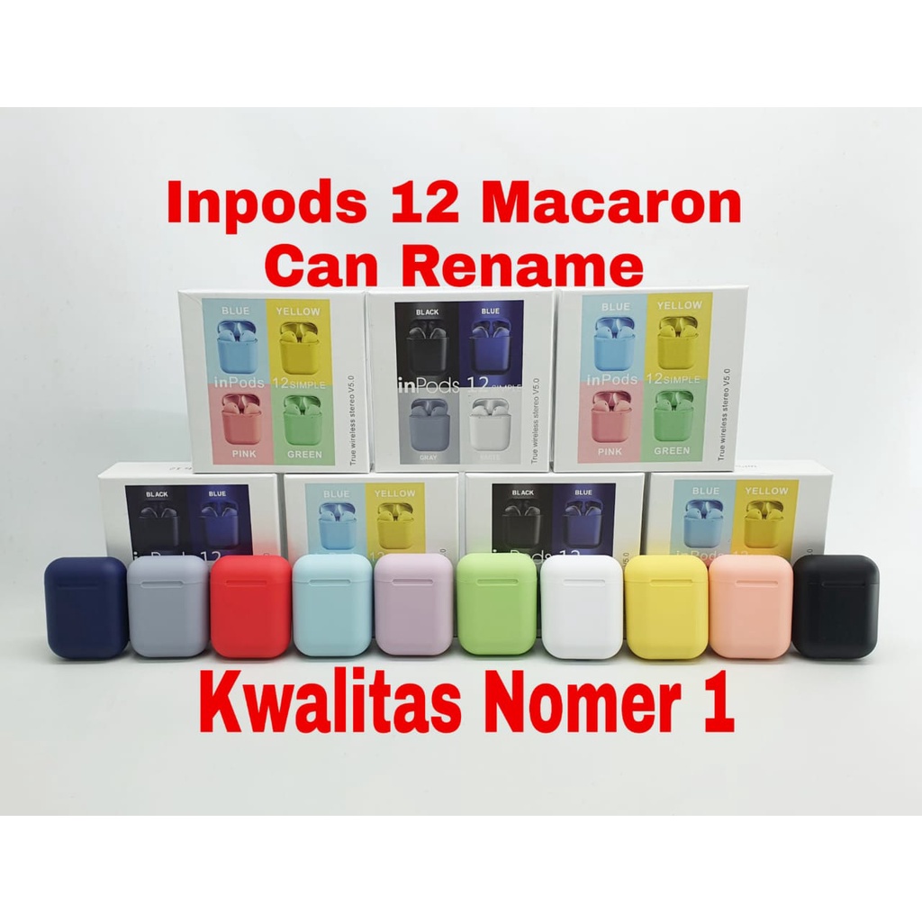 Inpods 12 Macaron Headset Bluetooth i12 TWS Warna Macaron Wireless Earphone Inpods 12 Macaron