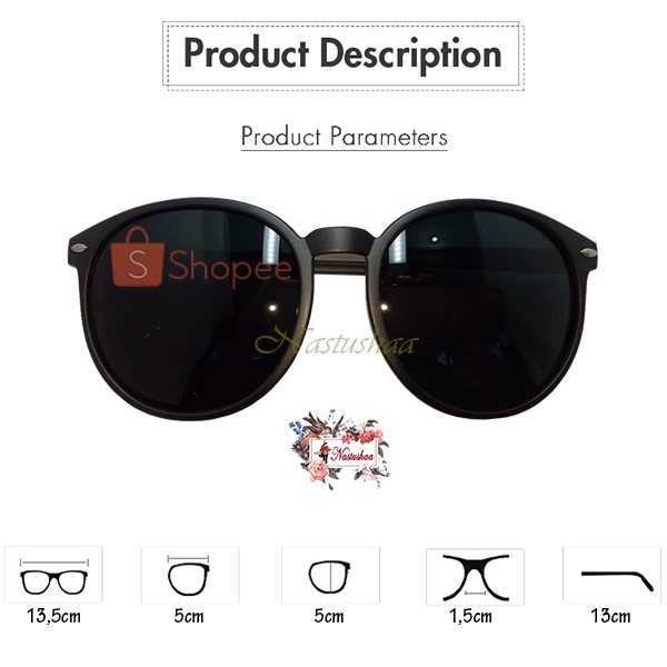 Kacamata Sunglasses Hitam Fashion Gaya Oval Pria Wanita Korea Kekinian Kaca Mata Anti UV400 Unisex FREECASE