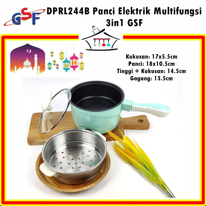 Panci Elektrik Multifungsi 4in1 Kukus Tumis Rebus Goreng GSF 18cm/1.2L