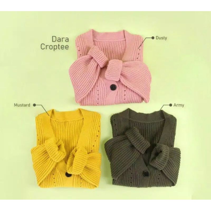 KHANZA CABLE CARDY DR A474 DARA CROPTEE KARDIGAN RAJUT CROP  BUTTON JOAN PART II