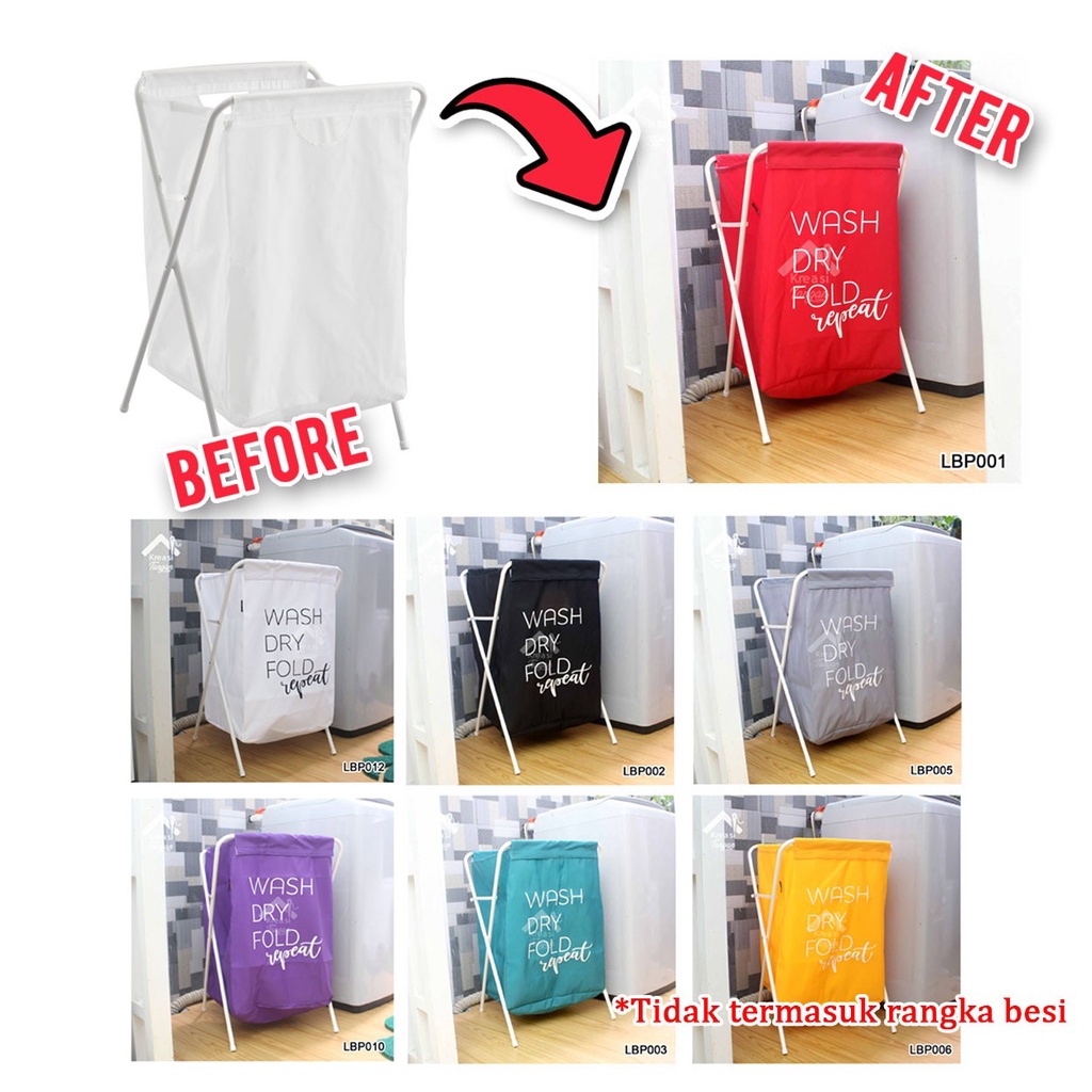 cover laundry bag design minimalis   tanpa rangka besi  