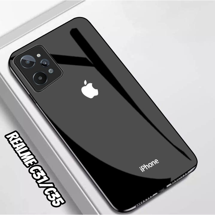 Softcase Glass Kaca Realme C53 NFC Realme C31 Realme C35 [K01] Motif Iphone - Casing Hp Realme C31 R