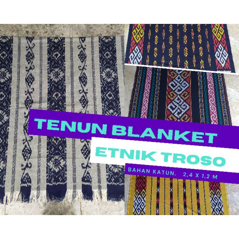 (FLASH SALE) Kain Tenun Blanket Halusan Troso Jepara 032 Katun Etnik, Sumba NTT Toraja Kalimantan Papua Asmat Batik Best Seller Termurah