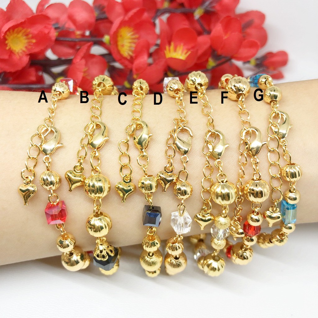 Gelang Xuping Bead Manik Warna Putih Hitam Merah Biru Gold - BB351