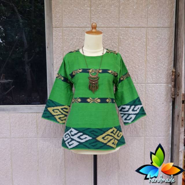 Blouse tenun blanket halusan warna hijau