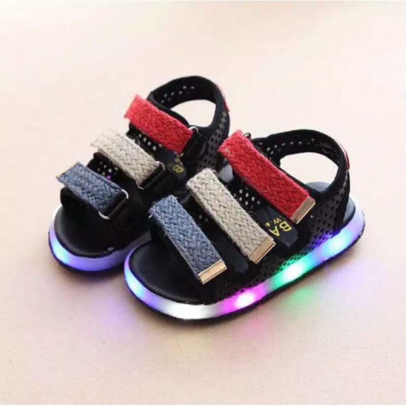 Sandal Sepatu Anak Laki-laki&amp;Perempuan HUMPTY Lampu LED Size 21-30 Usia 1-4 Tahun