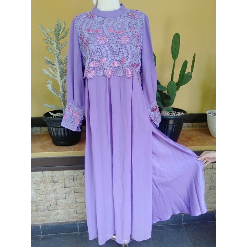 Dress  kombinasi brokat / gaun pesta / gamis