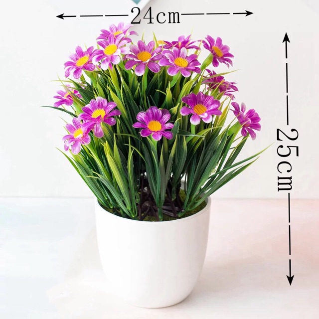 NFS352 Bunga plastik / pajangan bunga Artificial / motif Daisy / Vas Bulat-3