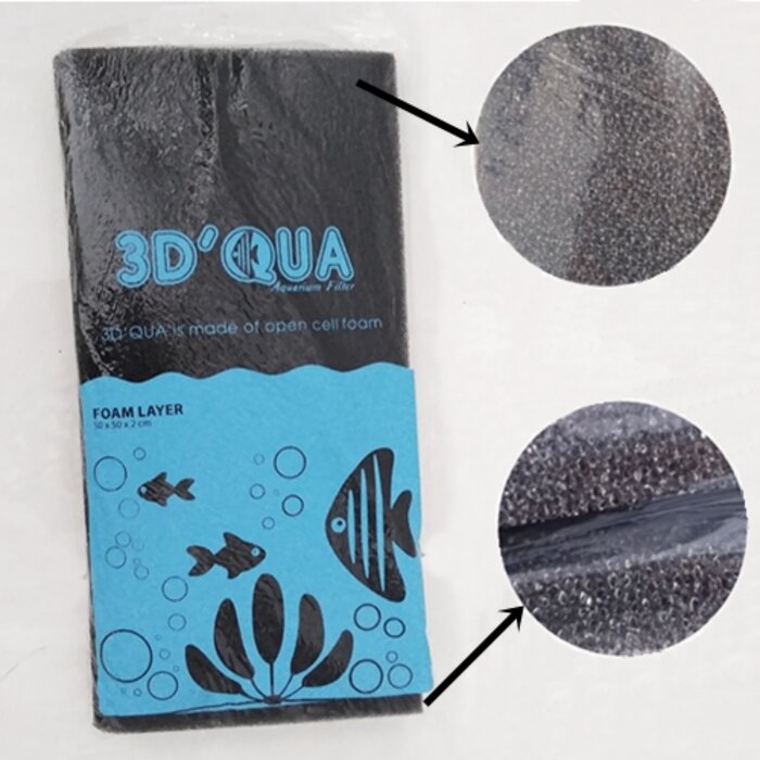 Busa Biofil Hitam 3D Qua 50 x 50 x 2 cm Media Filter Aquarium Kolam