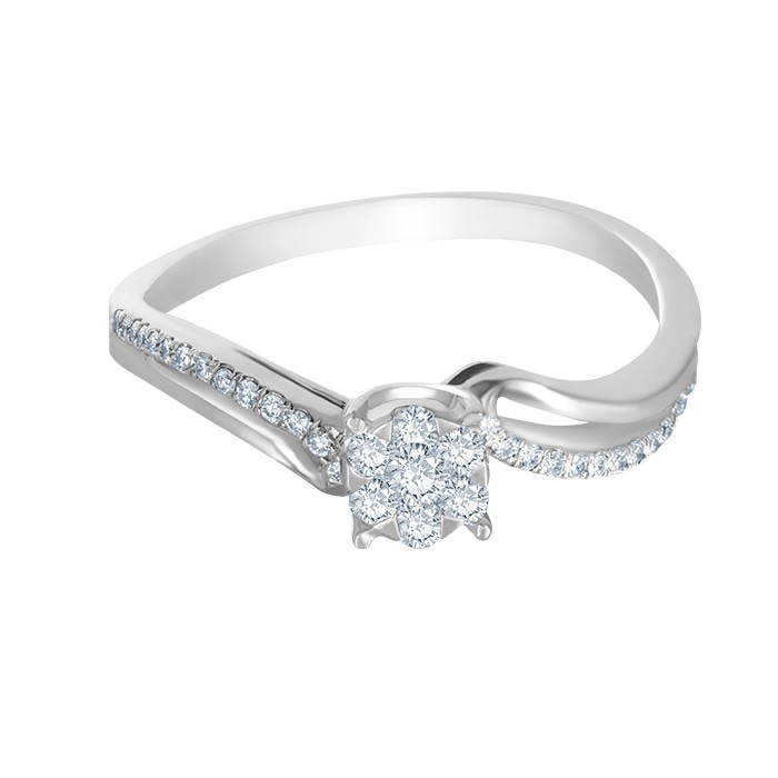 Cincin Emas 18k Berlian Asli Eropa Putih / Tunangan / Simple DZ14