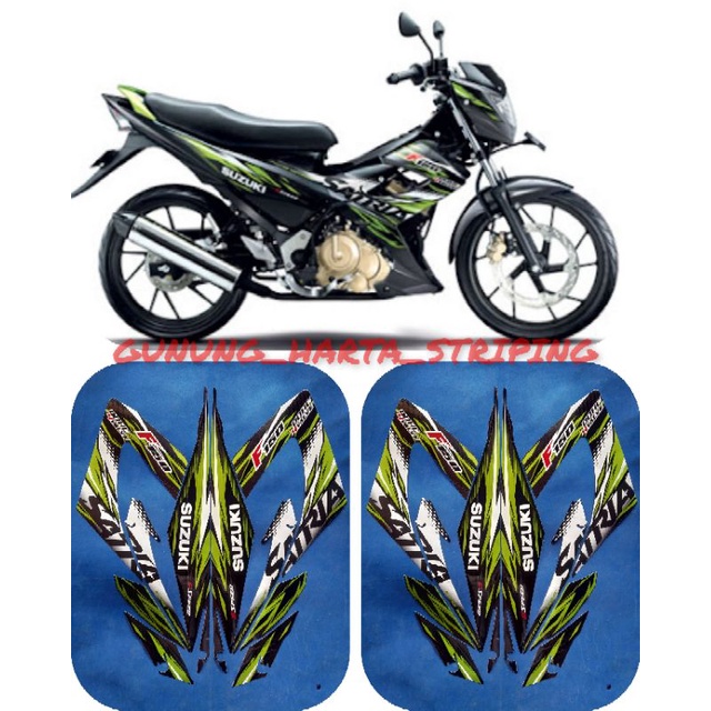 Stiker Striping Motor Suzuki Satria Fu F150 Facelift 2013 Standar Original Hitam hijau