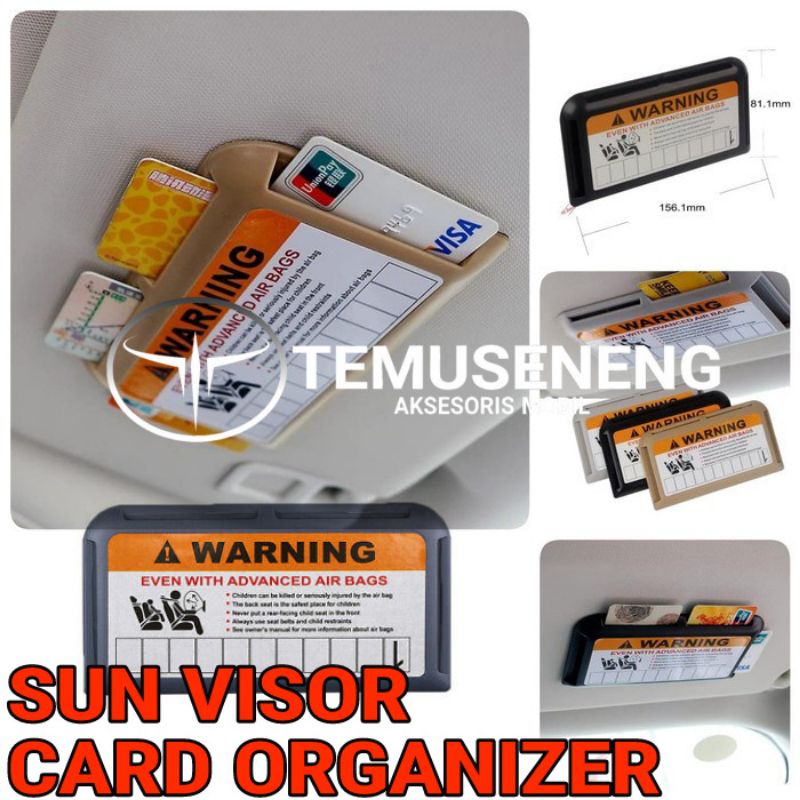 Sun Visor Card Organizer Pocket Tempat Wadah Kartu E Tol Plafon Mobil