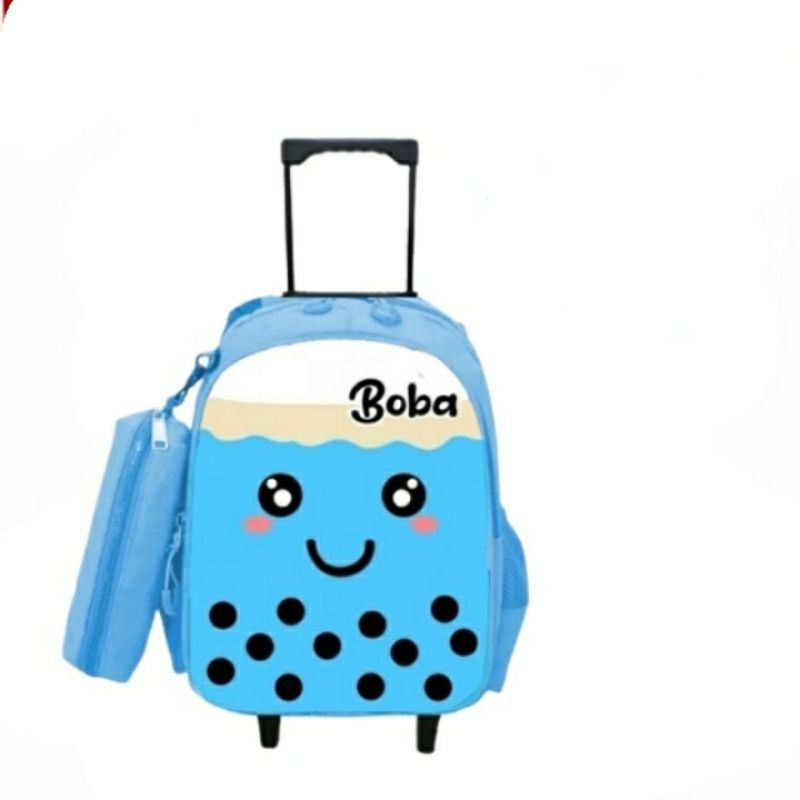 Tas Ransel Troli BOBA/Tas Ransel Anak Sekolah TK-SD/Troly Dorong anak Perempuan free Pouch