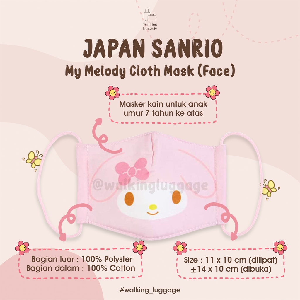 Japan Sanrio My Melody Cloth Mask (Face) | Masker Kain Sanrio Jepang