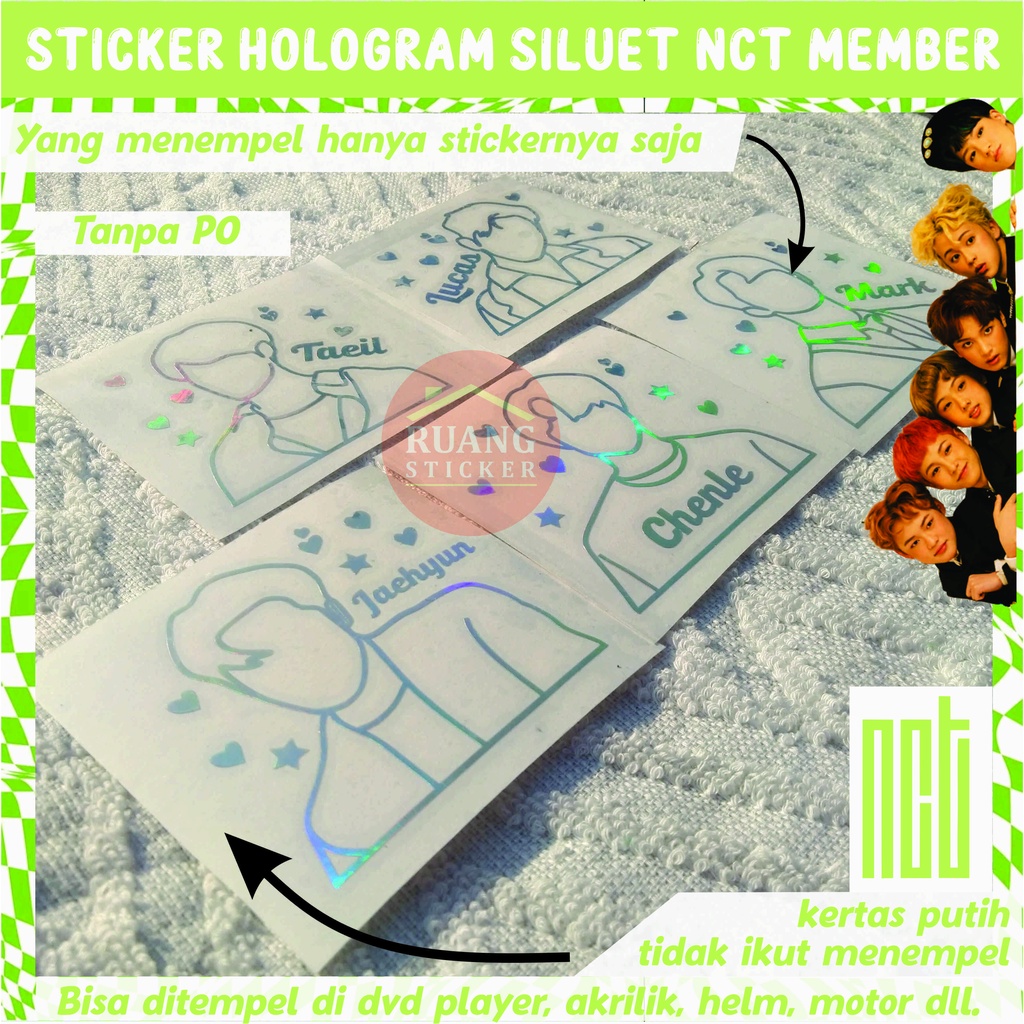 STIKER NCT STICKER HOLOGRAM PELANGI MEMBER NCT SILUET OUTLINE SEHARI JADI CUSTOM NCT2021 NCTU NCTDREAM WAYV