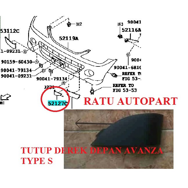 TUTUP TOWING TUTUP DEREK BEMPER DEPAN AVANZA TYPE S